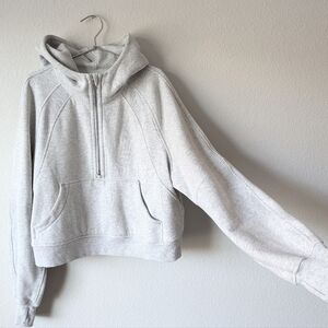 Lululemon Oversized Cropped Scuba 1/4 Zip Pullover Hoodie Light Heather Gray